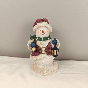 Vintage Porcelain Christmas Snowman Figurine Holiday Winter Decor